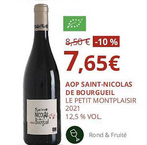 aop saint-nicolas de bourgueil le petit montplaisir 2021 12,5% vol.