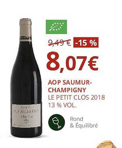 aop saumur-champigny le petit clos 2018 13% vol.