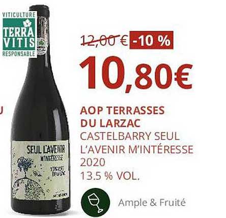 aop terrasses du larzac castelbarry seul l'avenir m'intéresse 2020 13.5% vol.