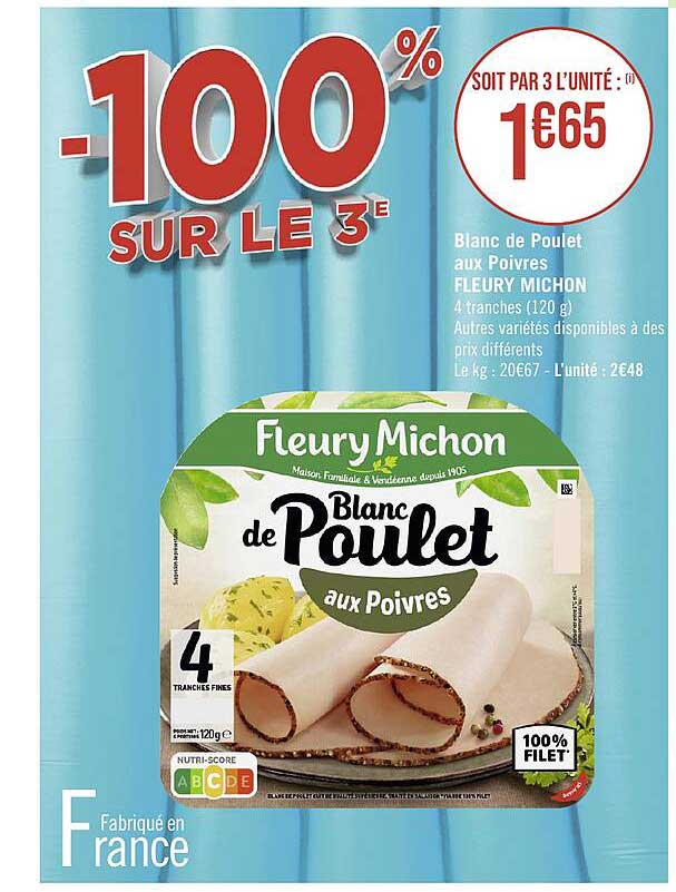 blanc de poulet aux poivres fleury michon