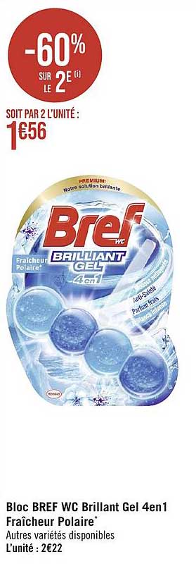 bloc bref wc brillant gel 4 en 1 fraîcheur polaire