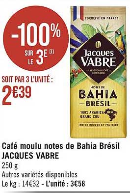 café moulu notes de bahia brésil jacques vabre