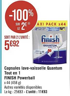 Capsules Lave-vaisselle Quantum Tout En 1 Finish Powerball