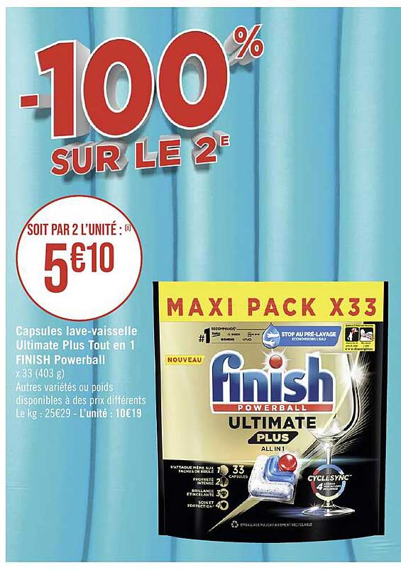 capsules lave-vaisselle ultimate plus tout en 1 finish powerball