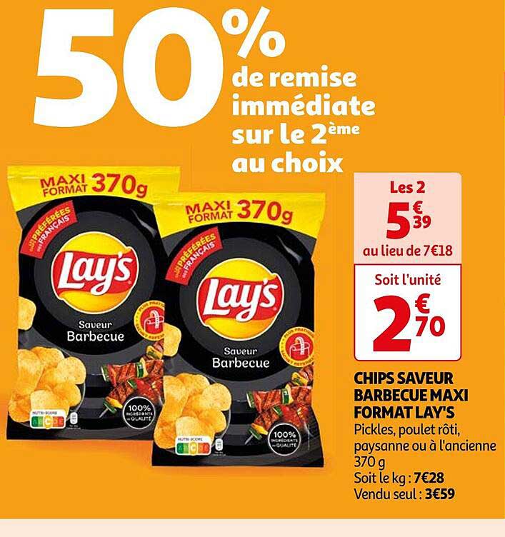 chips saveur barbecue maxi format lay's