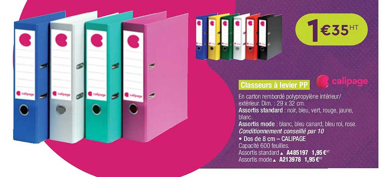 Classeurs à Levier Pp Calipage