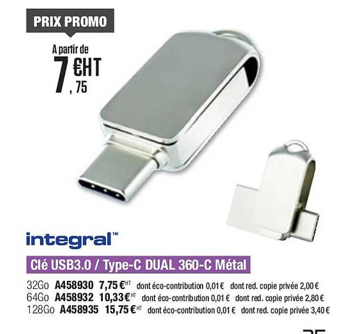 clé usb3.0/type-c dual 360-c métal intégral