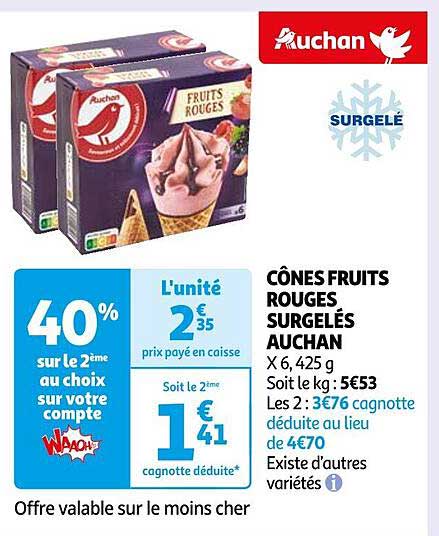 Cônes Fruits Rouges Surgelés Auchan