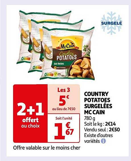 country potatoes surgelées mc cain