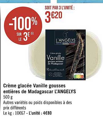 crème glacée vanille gousses entières de madagascar l'angelys