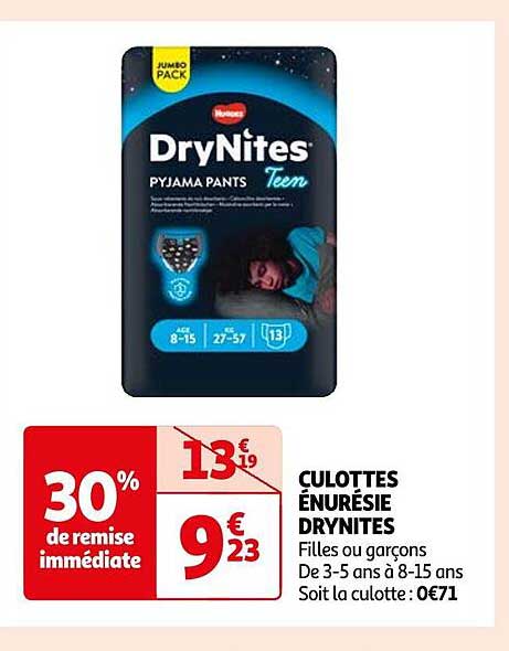 culottes énurésie dry nites