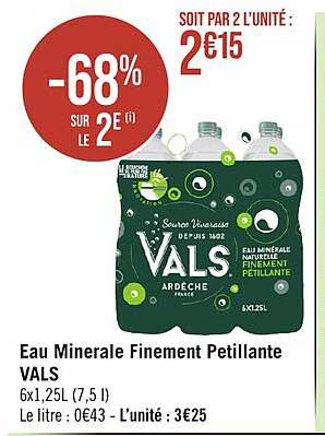 eau minérale finement pétillante vals
