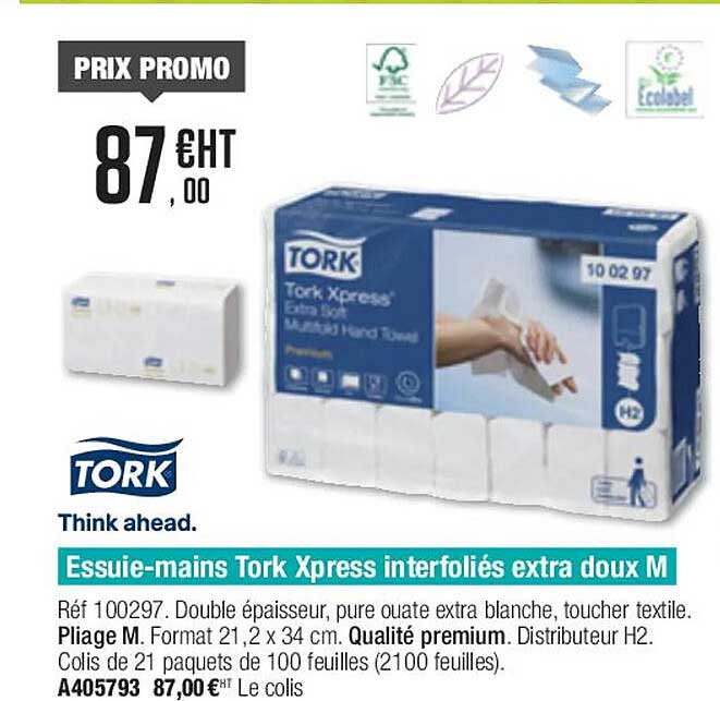 essuie-mains tork xpress interfoliés extra doux m