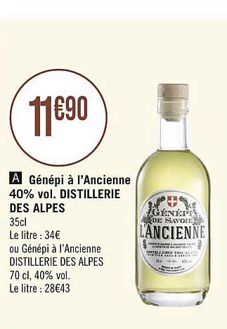 génépi à l'ancienne 40% vol. distillerie des alpes