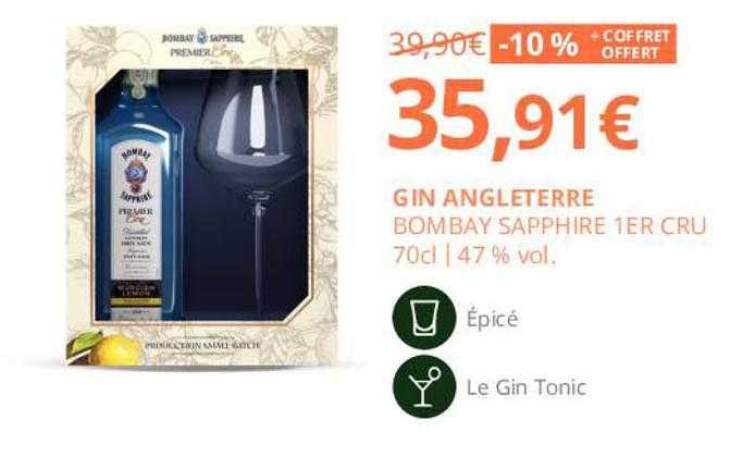 gin angleterre bombay sapphire 1er cru 47% vol.