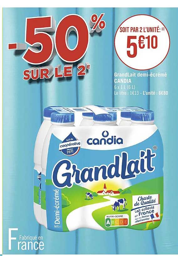 grandLait demi-écrémé candia