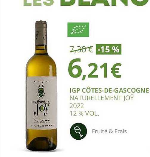 igp côtes-de-gascogne naturellement joy 2022 12% vol.