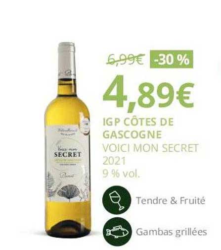 igp côtes de gascogne voici mon secret 2021 9% vol.