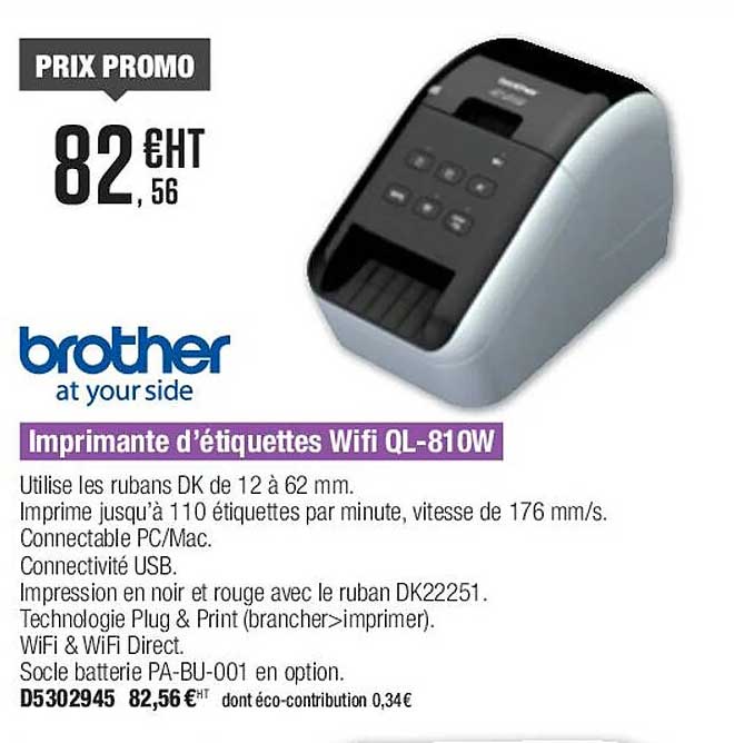 imprimante d'étiquettes wifi ql-810w brother