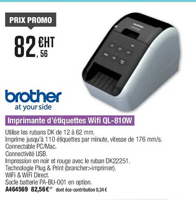 imprimante d'étiquettes wifi ql-810w brother