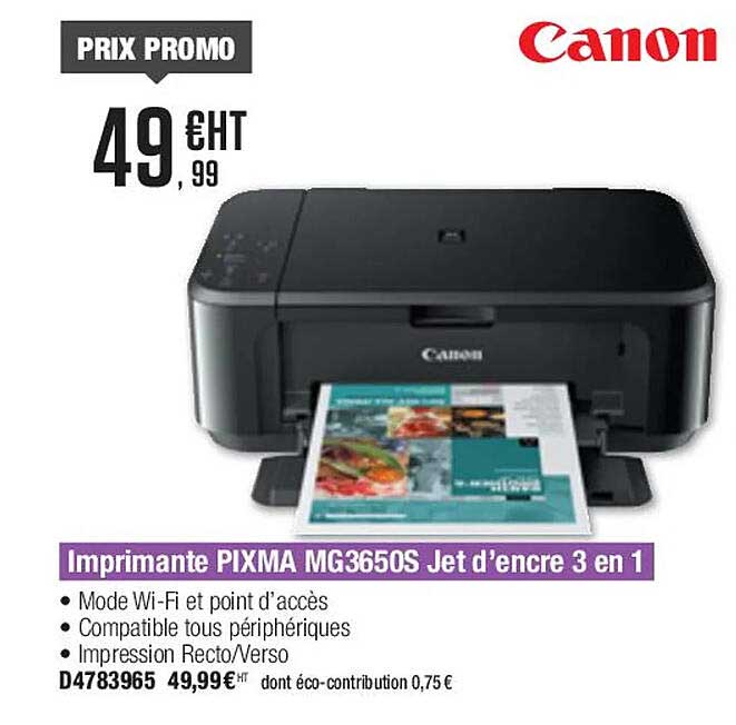 imprimante pixma mg3650s jet d'encre 3 en 1 canon