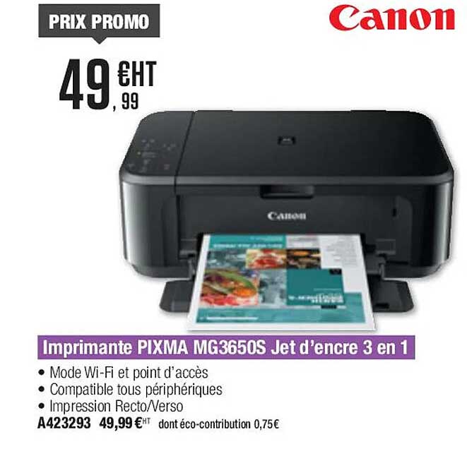 imprimante pixma mg3650s jet d'encre 3 en 1 canon