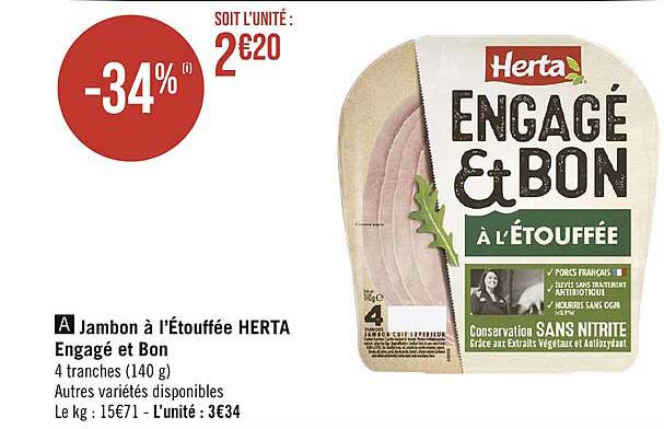 Jambon à L'étouffée Herta Engagé Et Bon