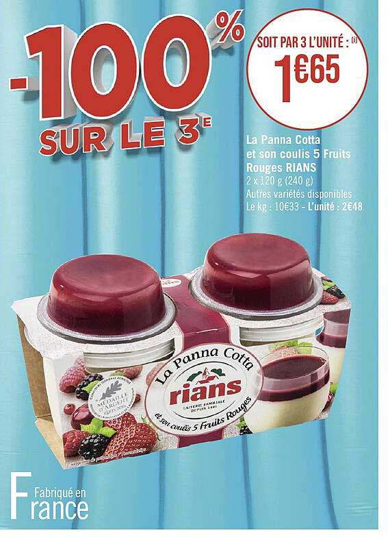la panna cotta et son coulis 5 frutis rouges rians