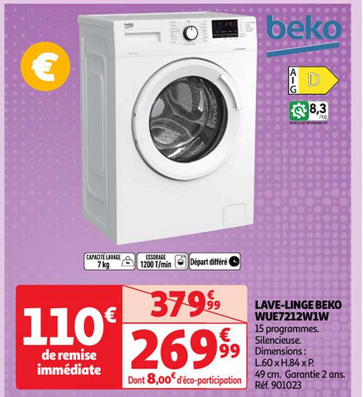 Lave-linge Beko Wue7212w1w