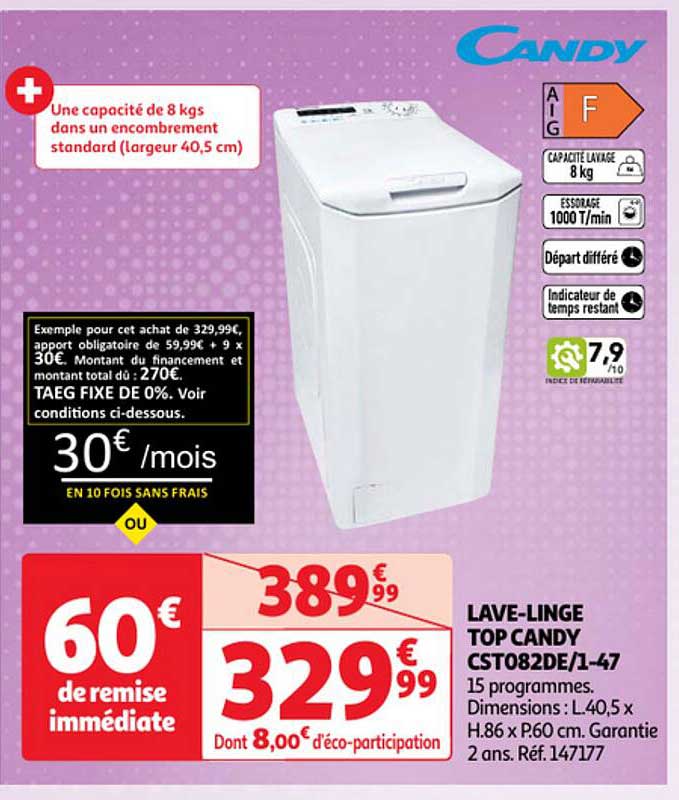 lave-linge top candy