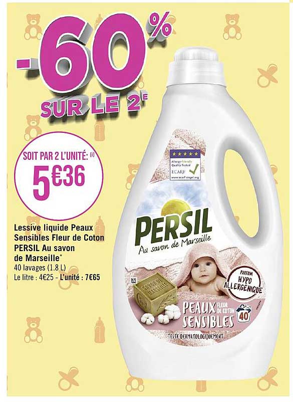 lessive liquide peaux sensible fleur de coton persil au savon de marseille