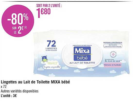 Lingettes Au Lait De Toilette Mixa Bébé