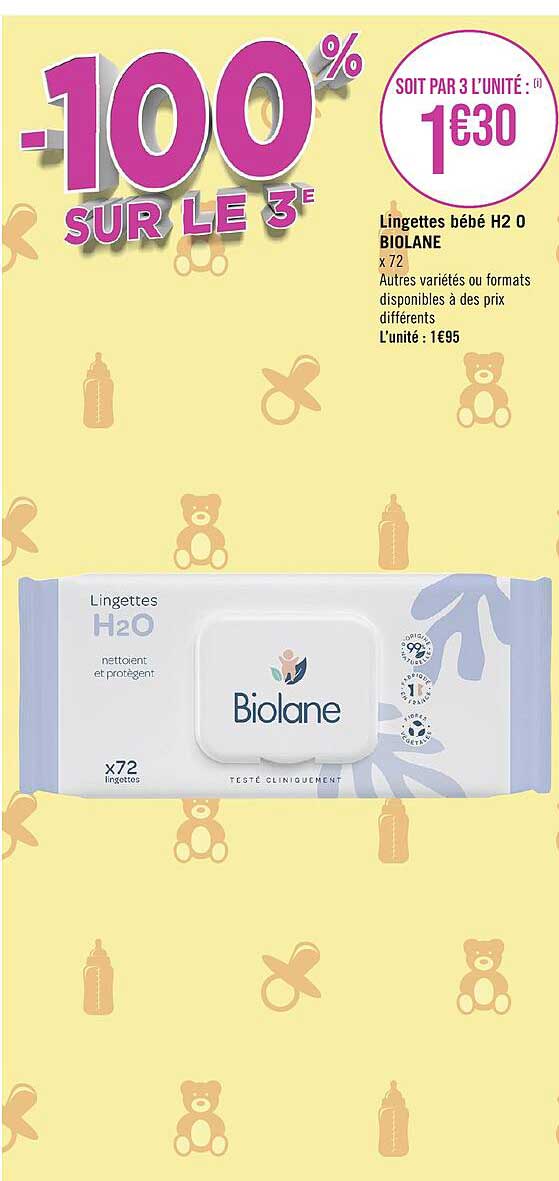 lingettes bébé h2o biolane