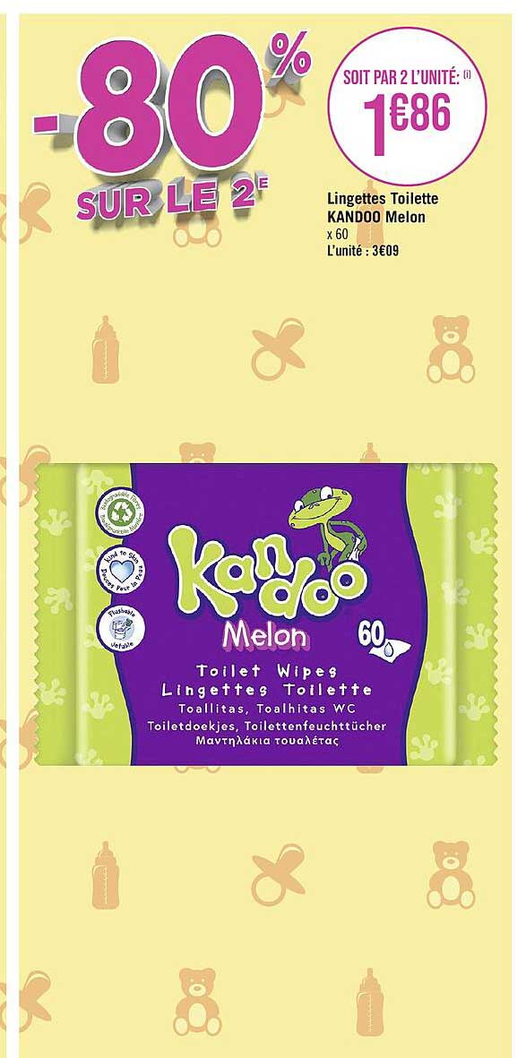 Lingettes Toilette Kandoo Melon