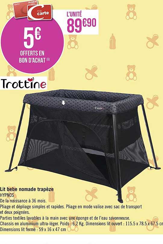 lit bébé nomade trapèze trottine