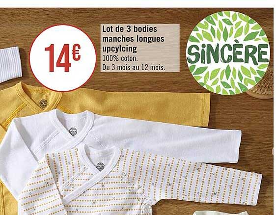 lot de 3 bodies manches longues upcycling sincère