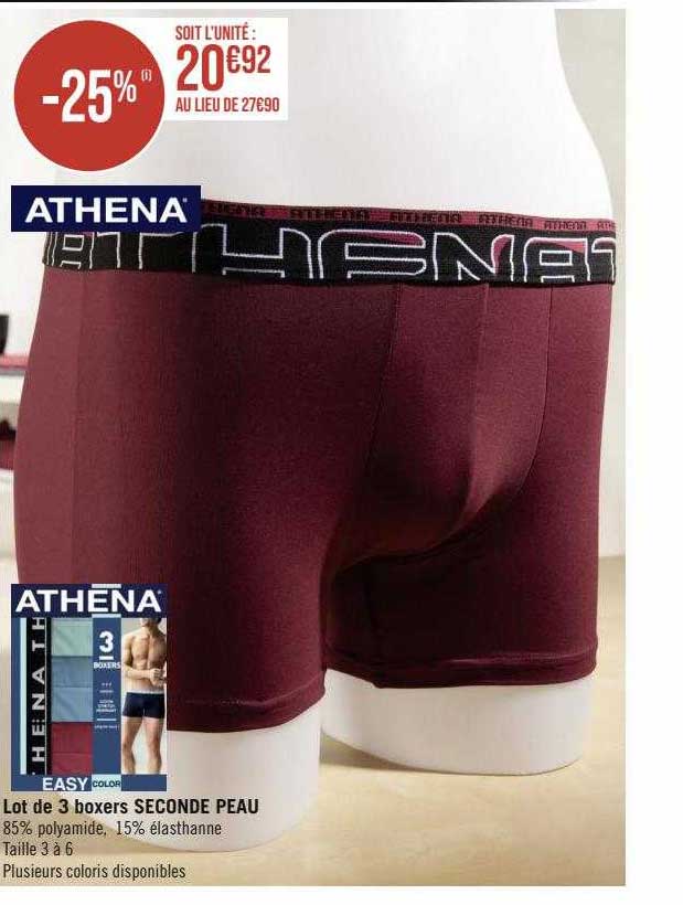lot de 3 boxers seconde peau athena