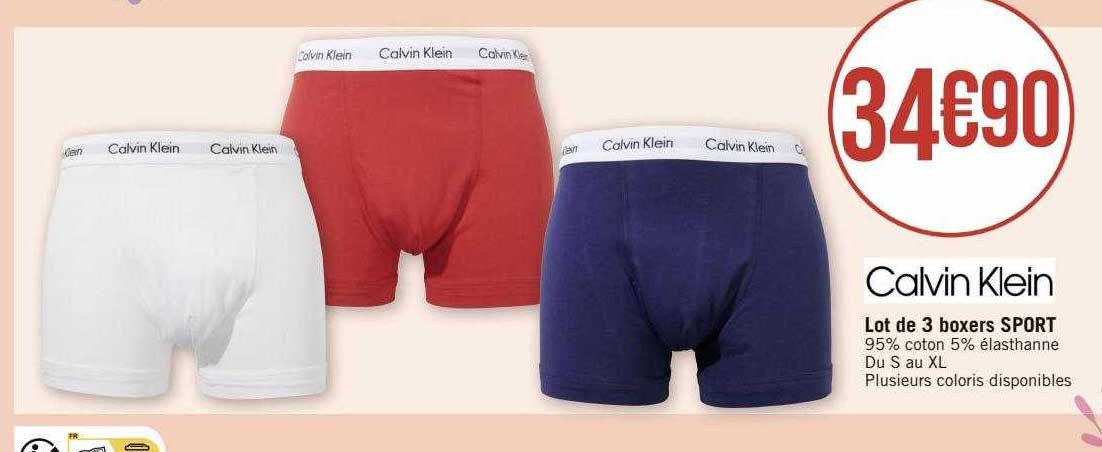 lot de 3 boxers sport calvin klein