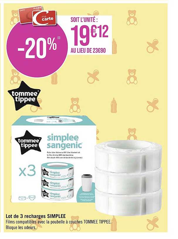 lot de 3 recharges simplee tommee tippee