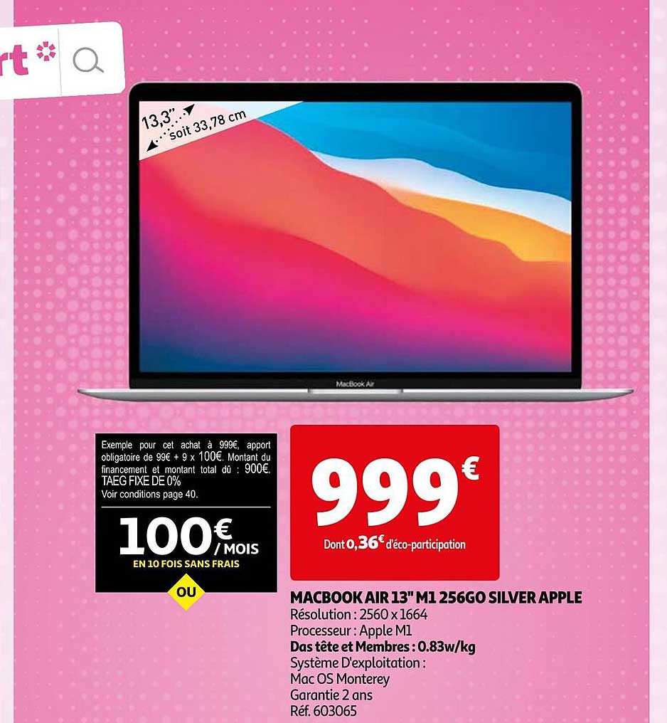 macBook air 13" m1 256go silver apple