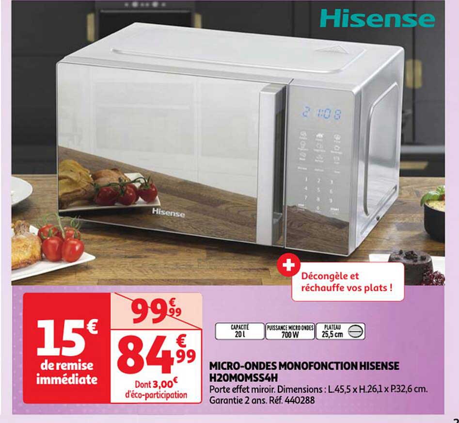 micro-ondes monofonction hisense h20m0msss4h