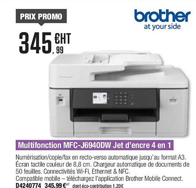 multifonction mfc-j6940dw jet d'encre 4 en 1 brother