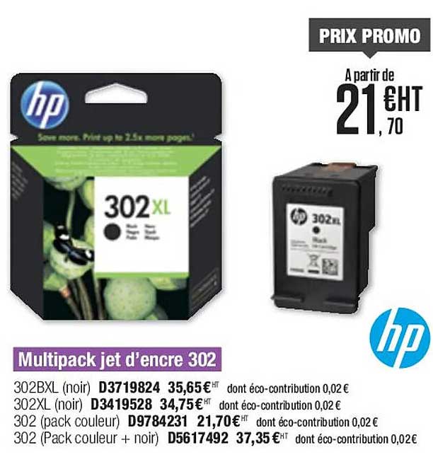 multipack jet d'encre 302 hp