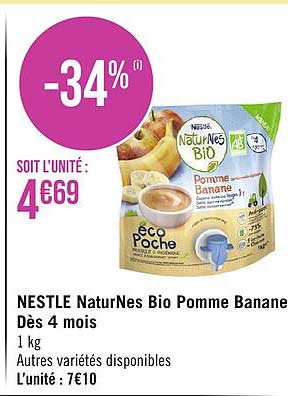 Nestlé NaturNes Bio Pomme Banane Dès 4 Mois