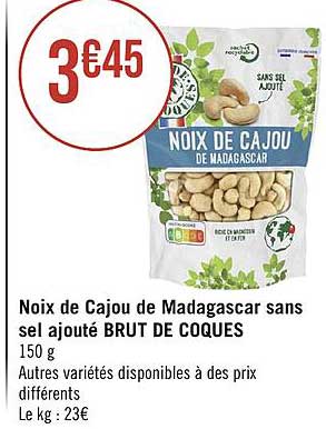 noix de cajou de madagascar sans sel ajouté brut de coques