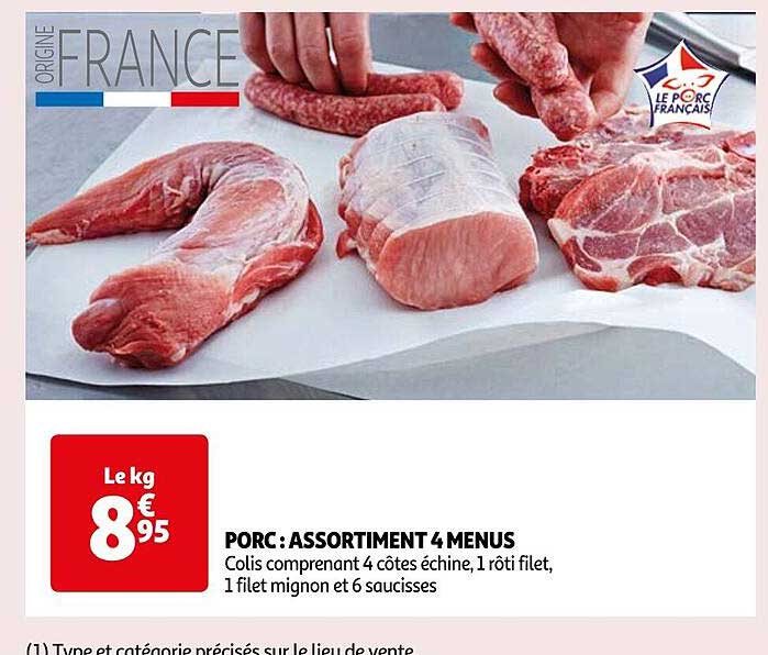 porc : assortiment 4 menus