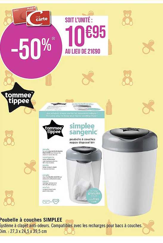 poubelle à couches simplee tommee tippee