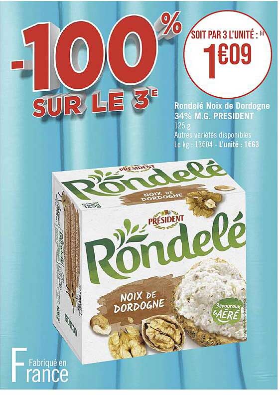 rondelé noix de dordogne 34% m.g. président