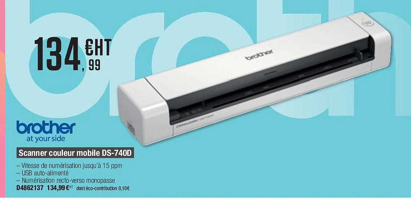 Scanner Couleur Mobile Ds-740d Brother