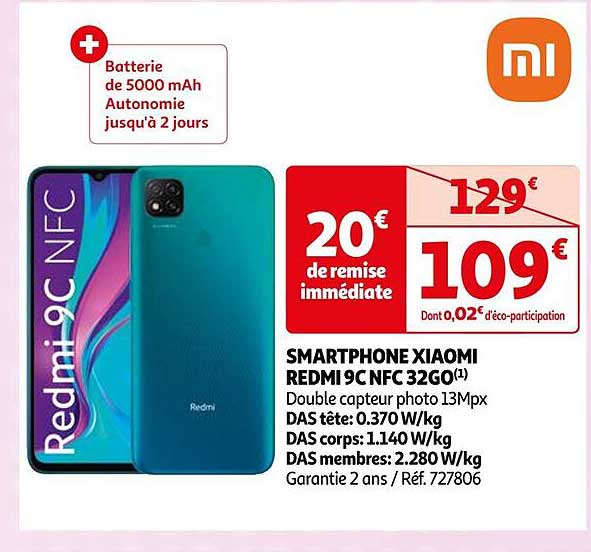 smartphone xiaomi redmi 9c nfc 32go